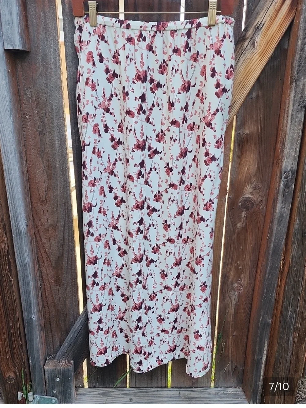 Melrose and Market White Maxi Skirt with Burgundy Floral